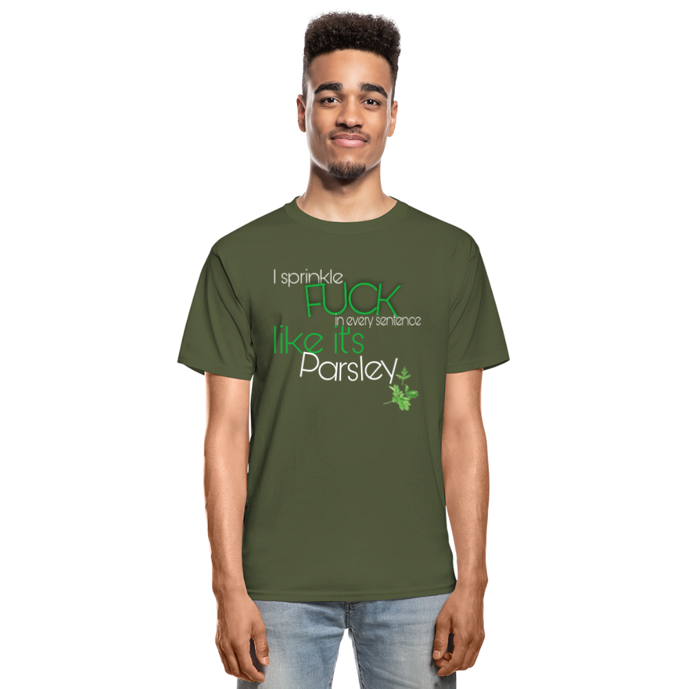 Parsley Sprinkler Hanes Adult Tagless T-Shirt - military green