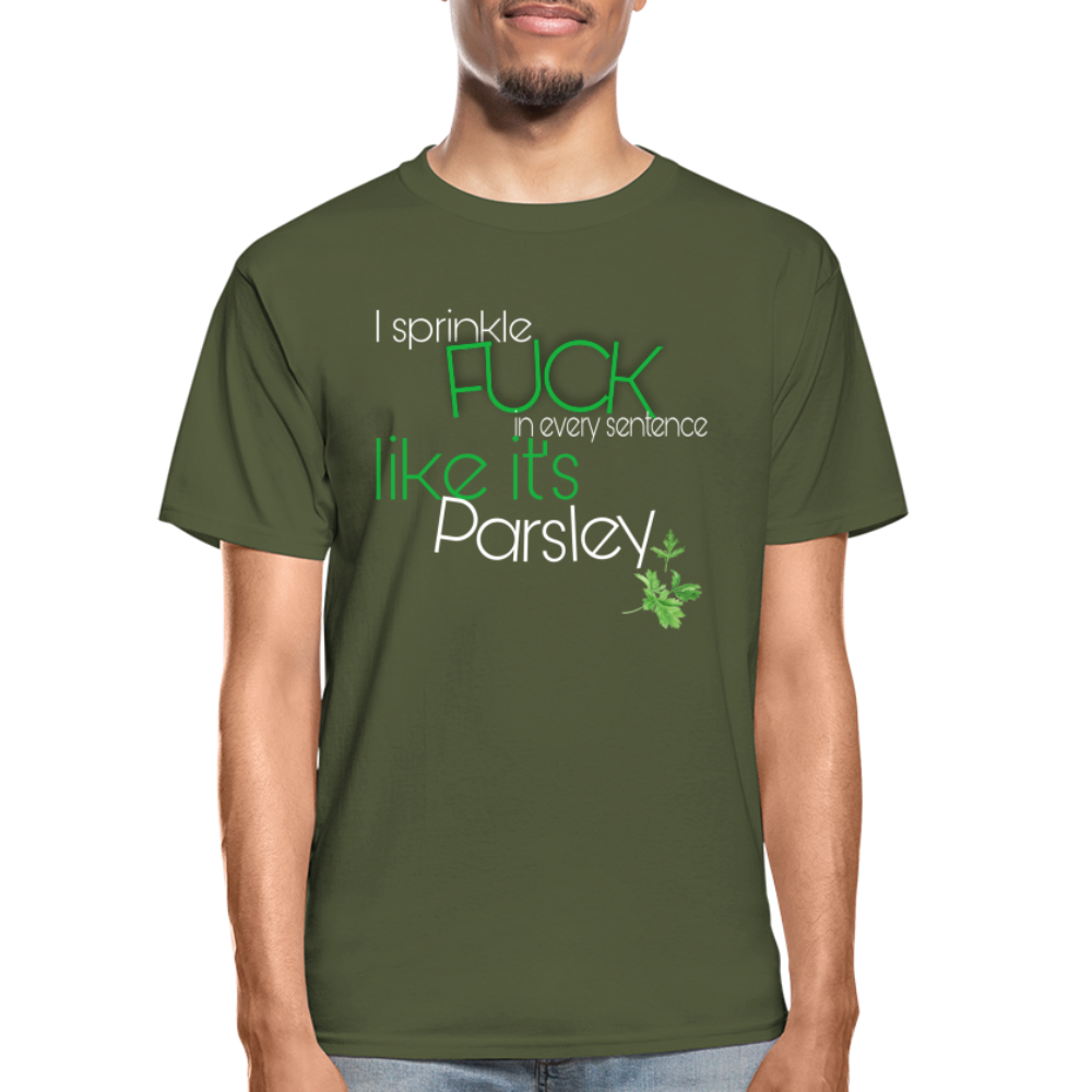 Parsley Sprinkler Hanes Adult Tagless T-Shirt - military green