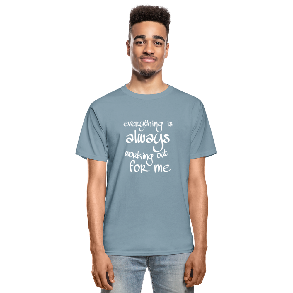 Everything Is Hanes Adult Tagless T-Shirt - stonewash blue