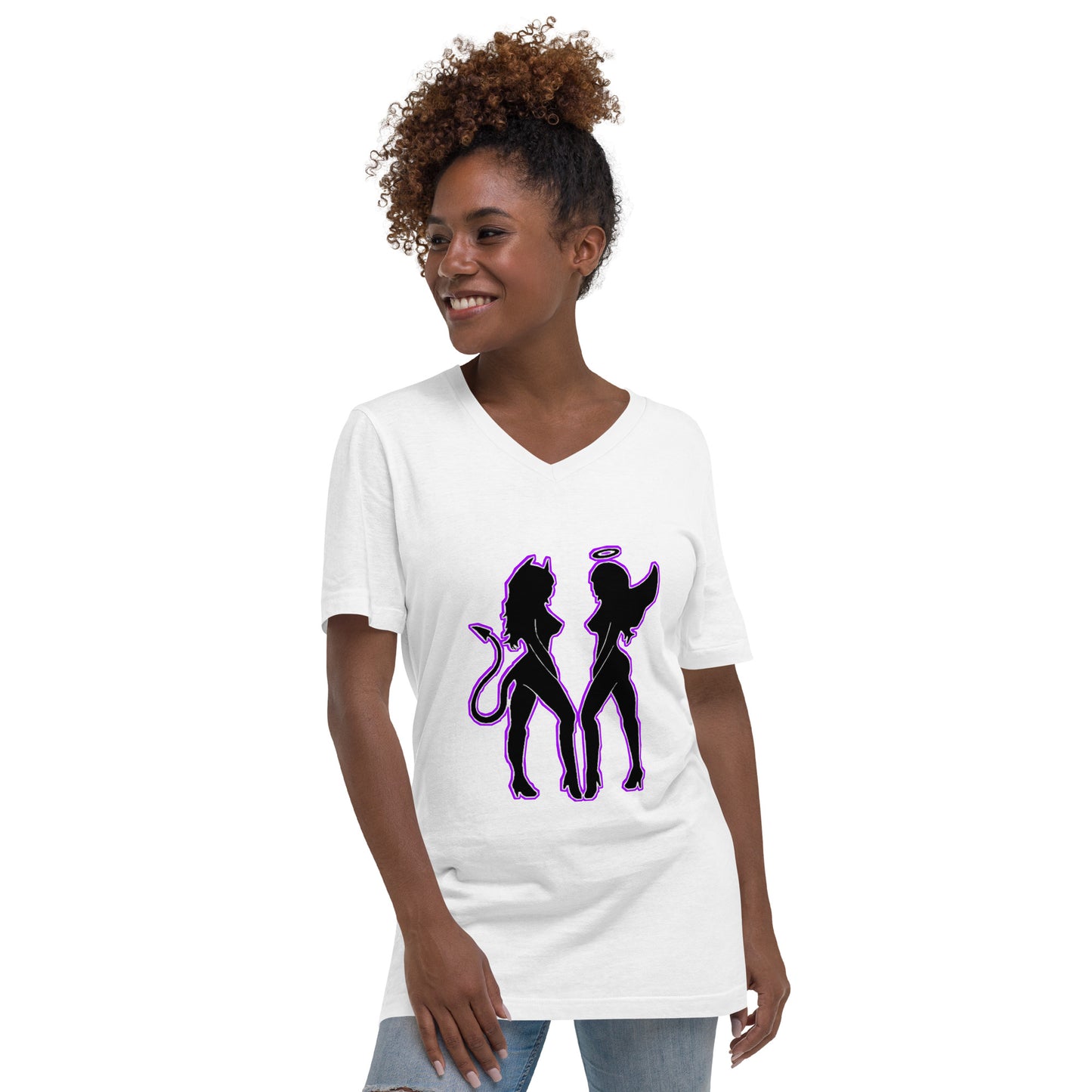 Good Evil Twins Unisex Short Sleeve V-Neck T-Shirt