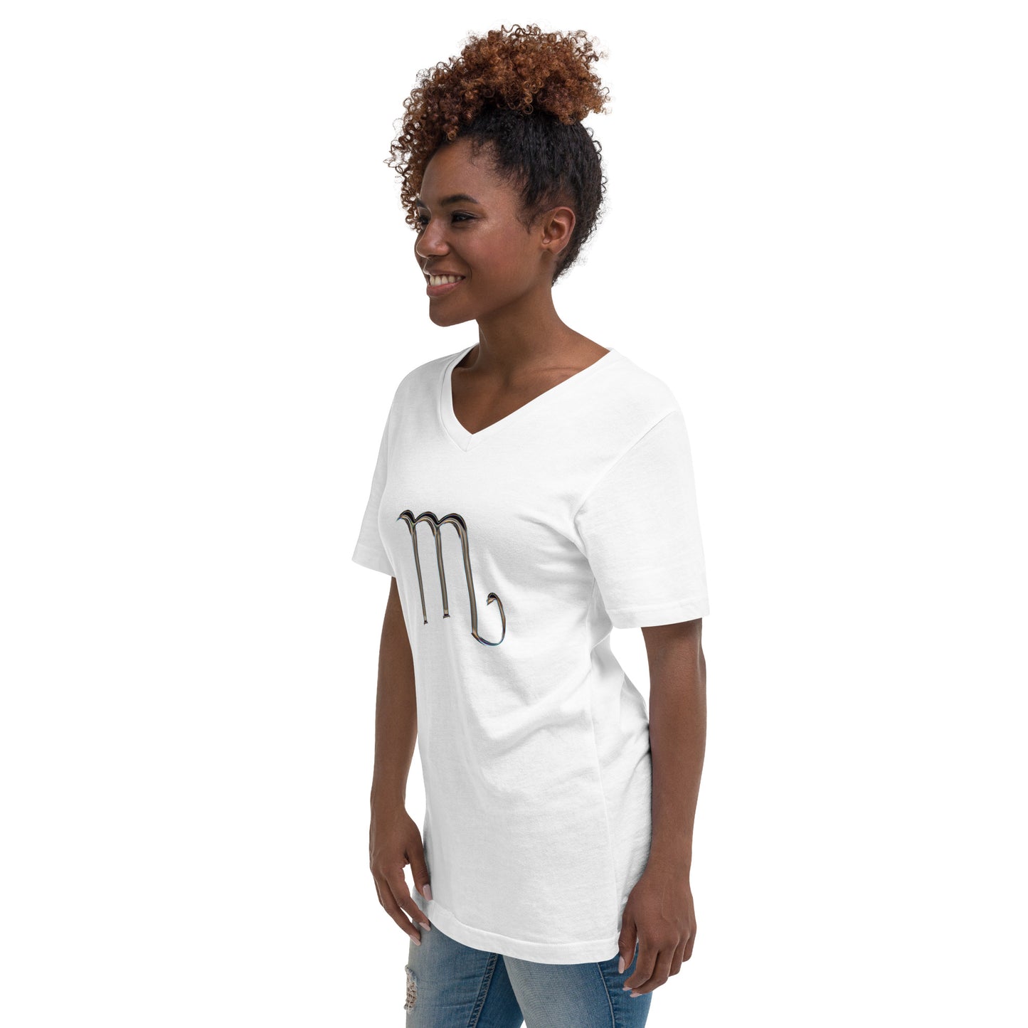 Scorpio Zodiac Symbol Unisex Short Sleeve V-Neck T-Shirt