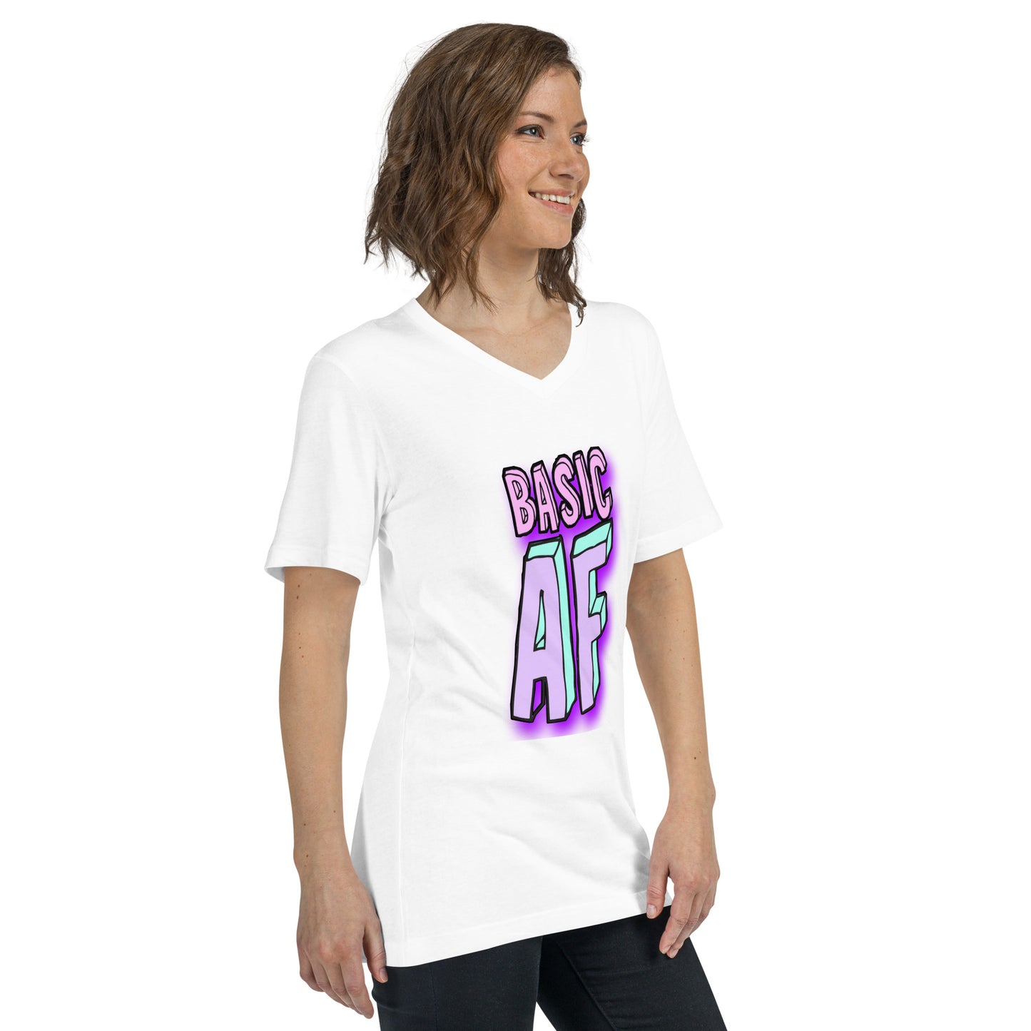 Basic AF Unisex Short Sleeve V-Neck T-Shirt