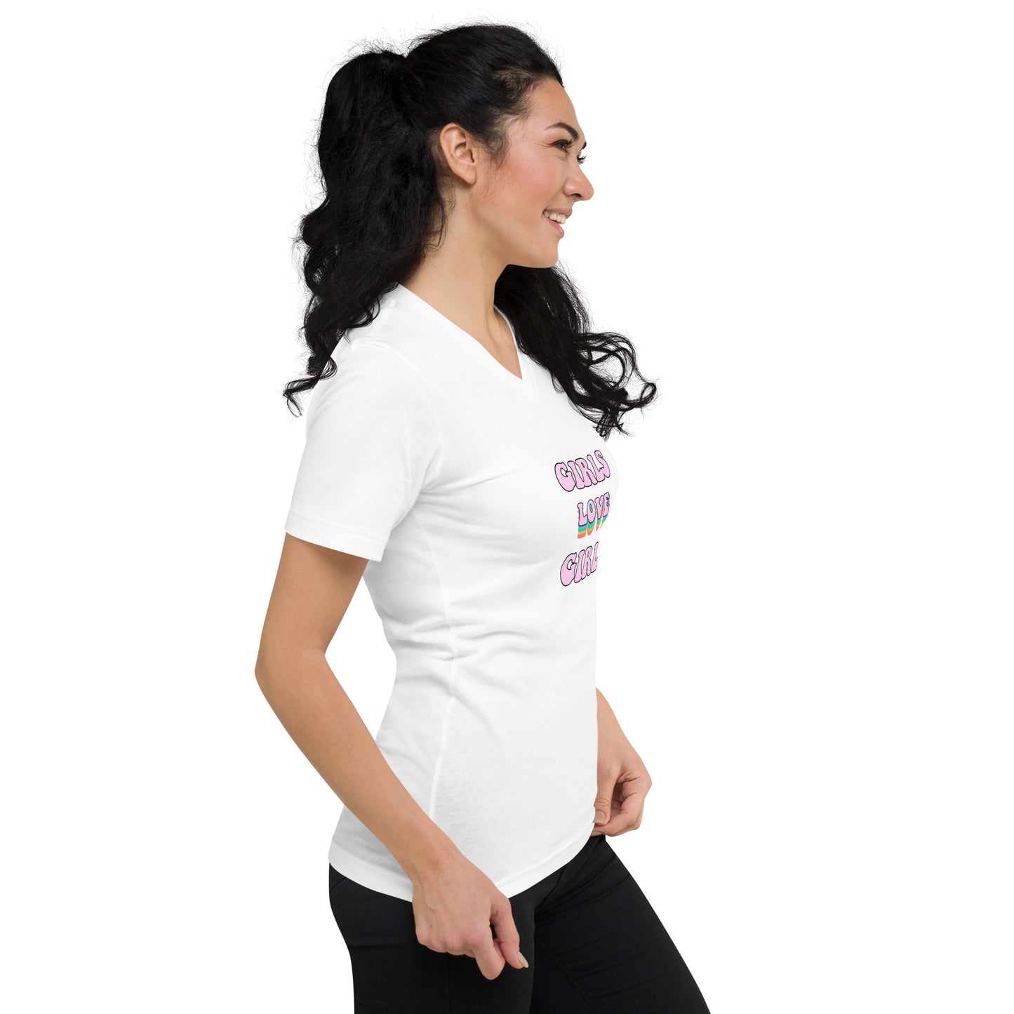 Girls Love Girls Unisex Short Sleeve V-Neck T-Shirt