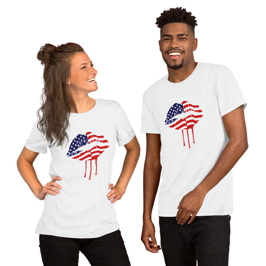 American Flag Dripping Lips Unisex T-Shirt