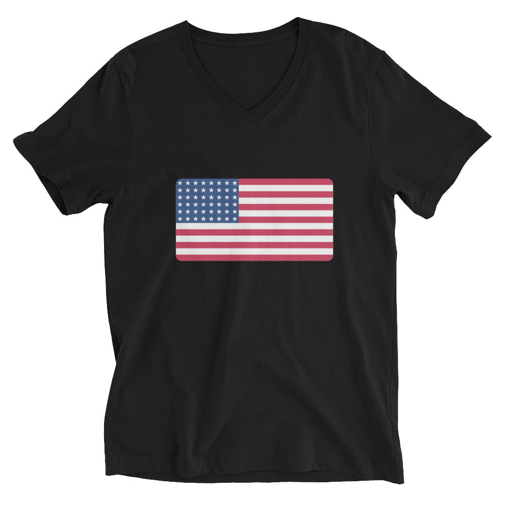 US American Flag Unisex Short Sleeve V-Neck T-Shirt