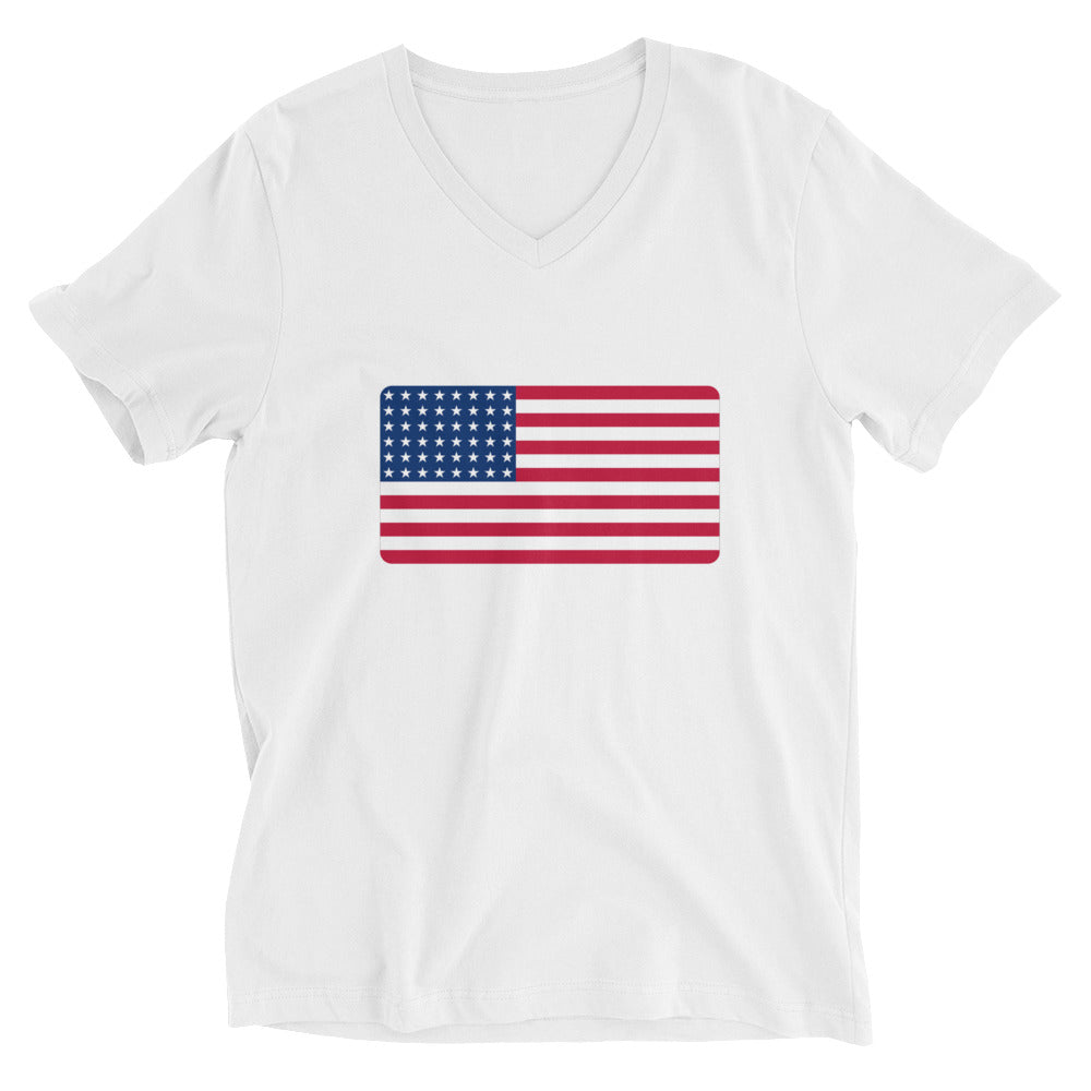 US American Flag Unisex Short Sleeve V-Neck T-Shirt