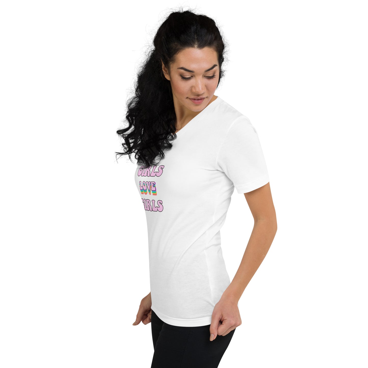 Girls Love Girls Unisex Short Sleeve V-Neck T-Shirt